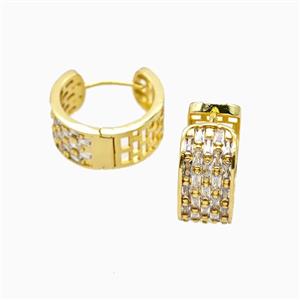 Copper Hoop Earrings Pave Zirconia Gold Plated, approx 9mm, 20mm dia