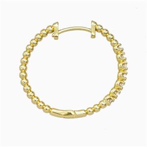 Copper Hoop Earrings Pave Zirconia Gold Plated, approx 30mm dia