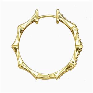 Copper Hoop Earrings Pave Zirconia Gold Plated, approx 30mm dia