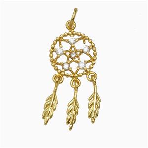 Copper Pendant Pave Zirconia Tassel Gold Plated, approx 9-20mm