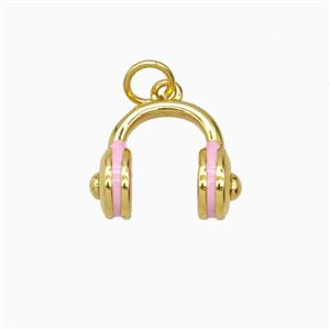 Copper Headphones Pendant Enamel Gold Plated, approx 14mm