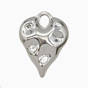 Copper Heart Pendant Hammered Platinum Plated, approx 25-30mm