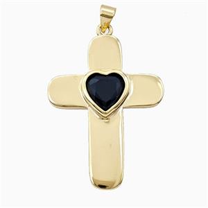 Copper Cross Pendant Pave Zirconia Gold Plated, approx 26-35mm