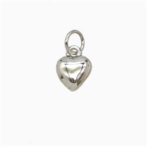 Copper Heart Pendant Platinum Plated, approx 7mm