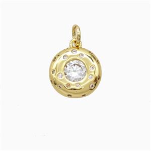 Copper Sun Pendant Pave Zirconia Gold Plated, approx 12mm