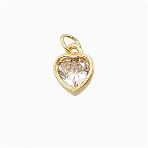 Copper Heart Pendant Pave Zirconia Gold Plated, approx 7mm
