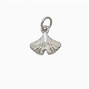 Copper Ginkgo Leaf Pendant Platinum Plated, approx 8-10mm