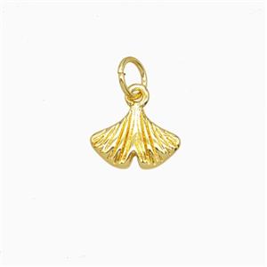 Copper Ginkgo Leaf Pendant Gold Plated, approx 8-10mm