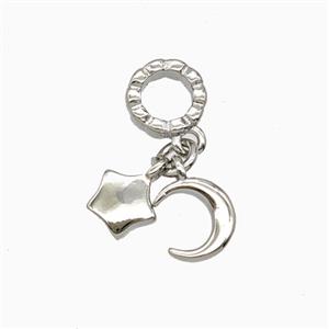 Copper Moon And Star Pendant Platinum Plated, approx 6mm, 6-7mm, 7mm dia