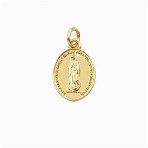 Copper Virgin Mary Pendant Oval Gold Plated, approx 8-10mm