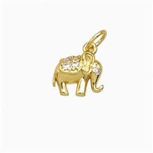 Copper Elephant Pendant Pave Zirconia Gold Plated, approx 8-9.5mm