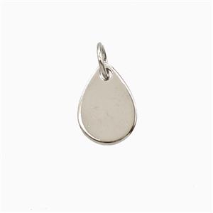 Copper Teardrop Pendant Flat Platinum Plated, approx 8-11mm