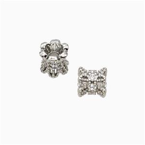 Copper Beadcaps Pave Zirconia Double Platinum Plated, approx 7mm