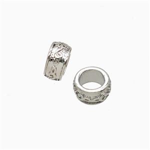 Copper Rondelle Beads Large Hole Platinum Plated, approx 4-7mm