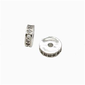 Copper Heishi Spacer Beads Pave Zirconia Platinum Plated, approx 8mm