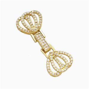 Copper Crown Clasp Pave Zirconia Gold Plated, approx 13-35mm