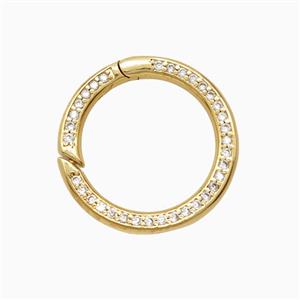 Copper Carabiner Clasp Pave zirconia Gold Plated, approx 20mm