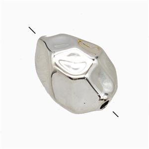 Copper Polyhedron Beads Platinum Plated, approx 12-16mm