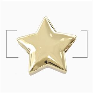 Copper Star Beads Flat Hole Gold Plated, approx 18mm, 4-8mm hole