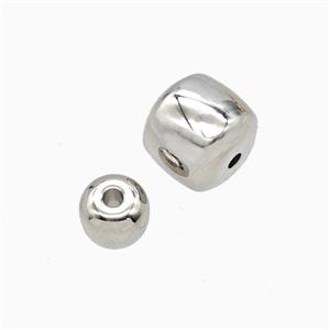 Copper Barrel Beads Platinum Plated, approx 8mm