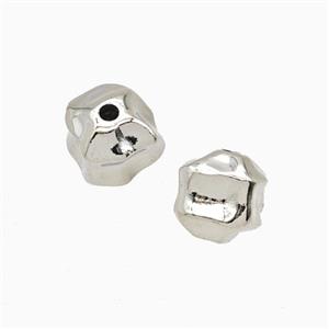 Copper Beads Freeform Platinum Plated, approx 9mm