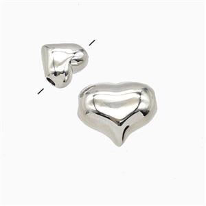 Copper Heart Beads Platinum Plated, approx 7mm