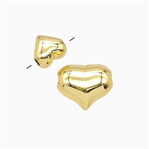 Copper Heart Beads Gold Plated, approx 10-11.5mm