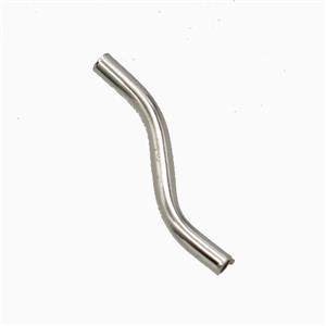 Copper Tube Beads Curving Platinum Plated, approx 2x20mm