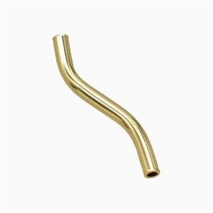 Copper Tube Beads Curving Gold Plated, approx 2x20mm