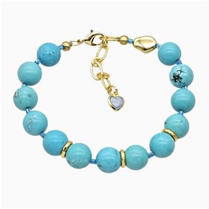 Blue Dye Turquoise Bracelets, approx 10mm, 19-24cm length