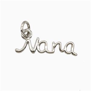 Copper Letter Nana Pendant Platinum Plated, approx 6-18mm