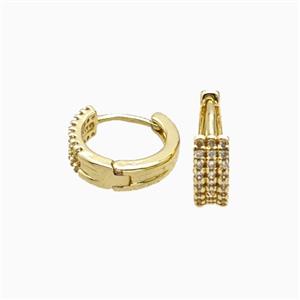 Copper Hoop Earrings Pave Zirconia Gold Plated, approx 13mm dia
