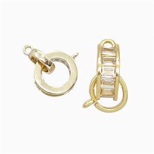 Copper Circle Pendant Pave Zirconia Gold Plated, approx 9mm, 11mm dia