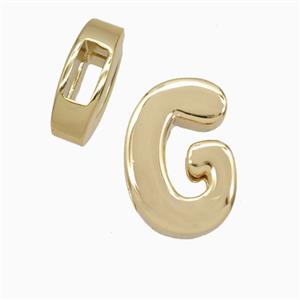 Copper Letter-G Beads Flat Hole Gold Plated, approx 14-17mm, 4-8mm hole