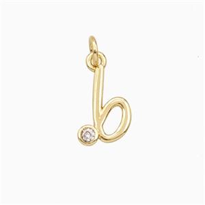 Copper Letter-b Pendant Pave Zirconia Gold Plated, approx 4-10mm