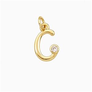 Copper Letter-c Pendant Pave Zirconia Gold Plated, approx 4-10mm