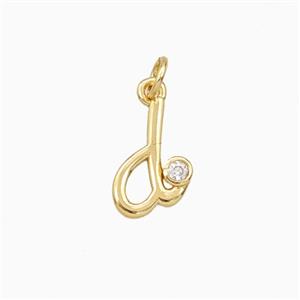 Copper Letter-d Pendant Pave Zirconia Gold Plated, approx 4-10mm