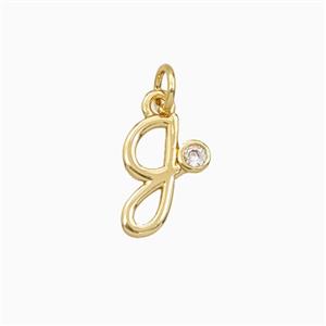 Copper Letter-g Pendant Pave Zirconia Gold Plated, approx 4-10mm