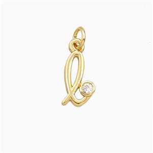 Copper Letter-l Pendant Pave Zirconia Gold Plated, approx 4-10mm