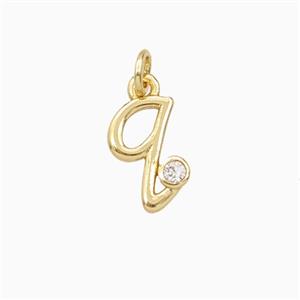 Copper Letter-q Pendant Pave Zirconia Gold Plated, approx 4-10mm