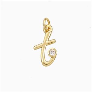 Copper Letter-t Pendant Pave Zirconia Gold Plated, approx 4-10mm