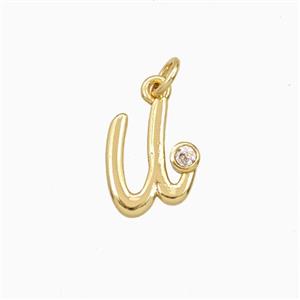 Copper Letter-u Pendant Pave Zirconia Gold Plated, approx 4-10mm