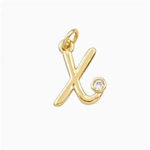 Copper Letter-x Pendant Pave Zirconia Gold Plated, approx 4-10mm