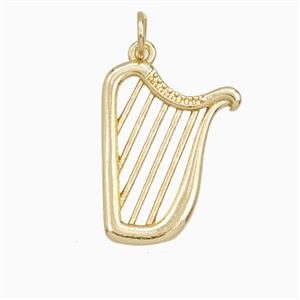 Irish Harp Charms Copper Pendant Musical Gold Plated, approx 15-20mm