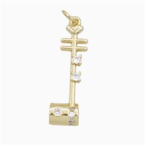 Erhu Charms Copper Musical Pendant Pave Zirconia Gold Plated, approx 7-25mm