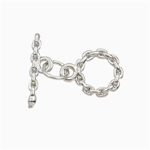 Copper Toggle Clasp Platinum Plated, approx 15mm, 9mm dia