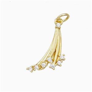 Shooting Stars Charms Copper Pendant Pave Zirconia Gold Plated, approx 13-16mm