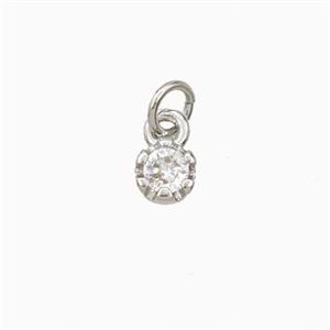 Copper Pendant Pave Zirconia Platinum Plated, approx 4mm