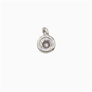 Copper Pendant Pave Zirconia Platinum Plated, approx 4mm