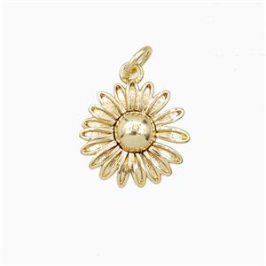 Copper Sunflower Pendant Gold Plated, approx 13mm